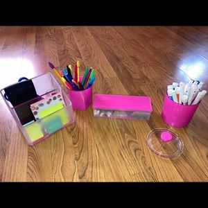 Handmade Pink Painted Desk Organization Set